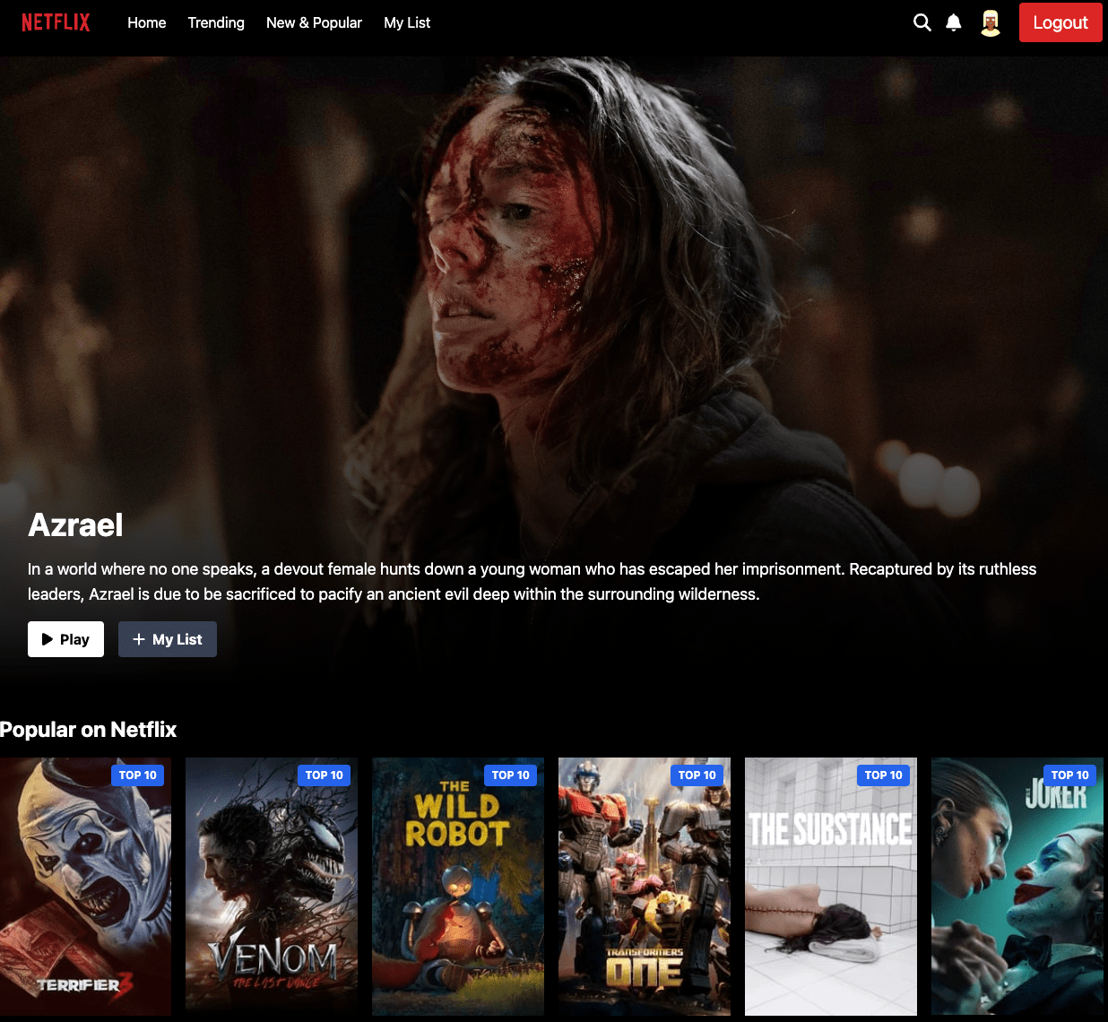 Netflix Clone Project Home page