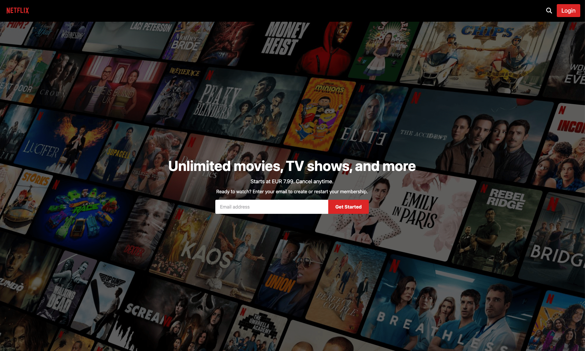 Netflix Clone Project Landing page